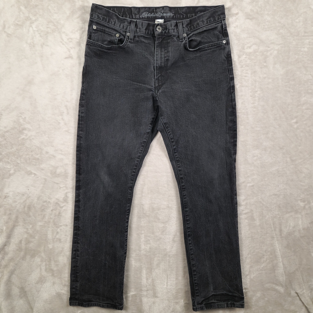 Eddie Bauer Jeans Mens Dark Gray Straight W33 L29 Specially Dyed